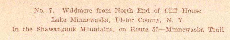 LAKE MINNEWASKA NY~WILDMERE FROM NORTH END CLIFF HOUSE-ALBERTYPE #7~POSTCARD