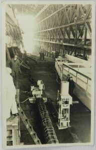 Huge Cargo Ship Interior Construction Real Photo - RPPC Vintage Postcard