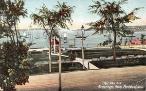 PORTLAND, Maine ME   FORT ALLEN PARK  Pavilion~Sailboats  c1900's UDB Postcard