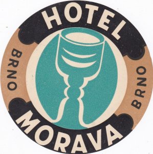 Czechoslovakia Brno Hotel Morava Vintage Luggage Label sk3265