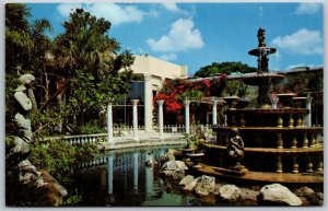 Vtg Clearwater FL The Kapok Tree Inn Fountain 1960s Chrome View Postcard