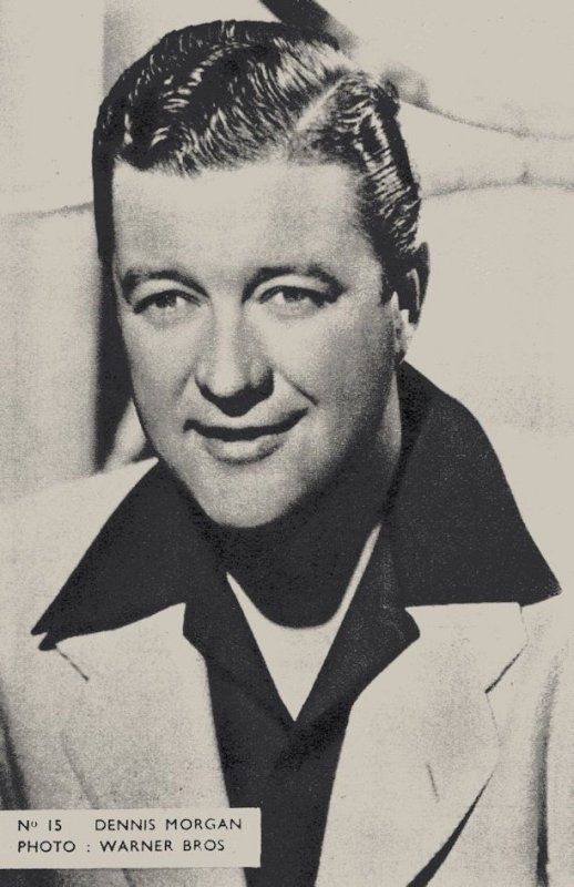 Dennis Morgan Belgium 1950s Postcard Size Film Actor Card