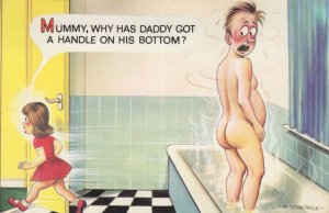 Bamforth Naked Man In Bath Stripper Comic Postcard