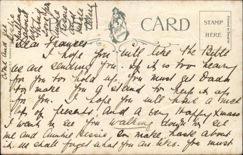 Christmas Children Girls with Fancy Hats Embossed c1910s Postcard