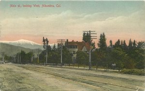 Postcard  California Alhambra 1909 hand colored Main Street West Rieder 22-12233