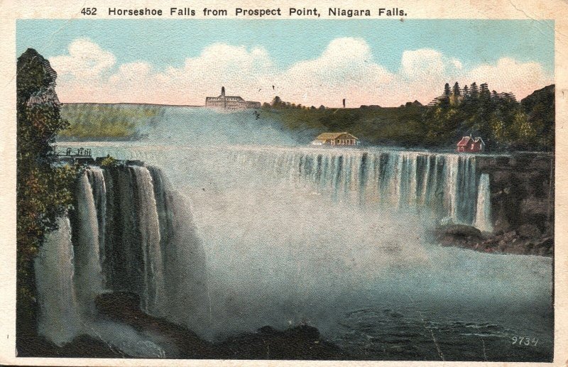 Vintage Postcard 1921 Horseshoe Falls From Prospect Point Niagara Falls Canada