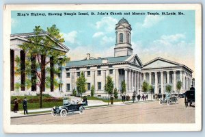 St. Louis Missouri Postcard King's Highway Temple Israel St. John's Church c1920