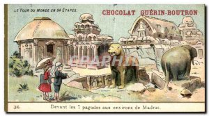 Chromo Around The World In Steps Chocolate Guerin Boutron front 7 pagodas aro...