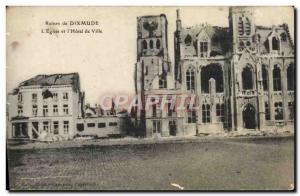 Postcard Ancient Ruins Dixmude L & # 39Eglise and & # City 39Hotel Army