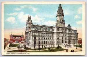 1916 Court House Indianapolis Indiana Grounds And Roadway View Posted Postcard