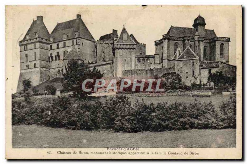 Old Postcard vicinity D & # 39Agen Chateau De Biron Gontaud Biron Family