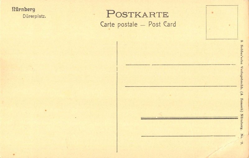 L165 Germany Nuernberg Duererplatz Square Statue vintage postcard