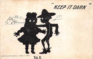 B60/ Bridgeport Illinois Il Postcard 1908 Keep It Dark Sillouette Wells Signed