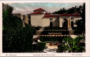 Spain Malaga Jardines de la Alcazaba Vintage RPPC C047