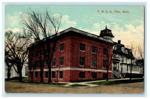 c1910's Y.W.C.A Building Street View Flint Michigan MI Antique Postcard 