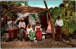 Peon Family, Field Laborers, Outdoor Life in California Vintage Postcard N10