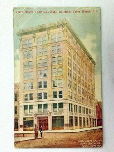 Terre Haute Indiana, 1909 Terre Haute Trust Co. Bank Building, Vintage Postcard