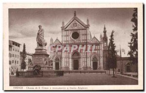 Postcard Old Flrenze Chiesa di S. Croce e Monumento a Dante Alighieri