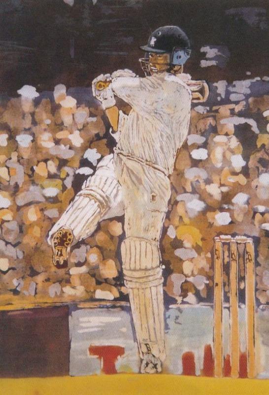 Graham Thorpe Century Watercolour Painting Rare Cricket Artist Postcard