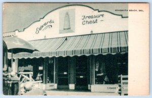 1930's EDWARDS TREASURE CHEST REHOBOTH BEACH DELAWARE CIGARETTES CANDY POSTCARD