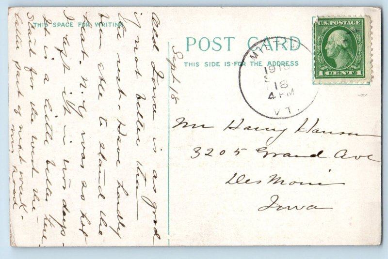 1915 University Of Vermont Campus Building Trees Burlington Vermont VT Postcard