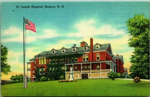 St Joseph Hospital Nashua New Hampshire NH UNP Linen Postcard B8