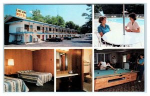 LAKE DELTON, Wisconsin WI ~ Roadside LAKE AIRE MOTEL Pool Table c1970s  Postcard