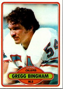 1980 Topps Football Card Gregg Bingham MLB Houston Oilers sun0444