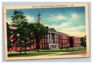 Vintage 1940's Postcard Mt. Pleasant High School Building Schenectady New York