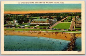 Vtg Falmouth Heights Massachusetts MA Park Beach Hotel & Cottages 1930s Postcard