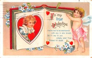 Artist Ellen Clapsaddle Valentines Day 1914 wear right top corner, postal mar...