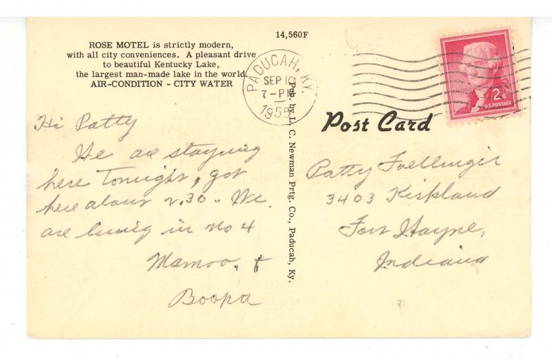 KY - Paducah. Rose Motel & Gulf  Gas Station ca 1950