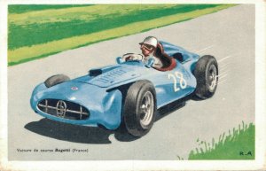 Voiture de Course Bugatti France Chocolats Tobler Advertising Postcard 06.14