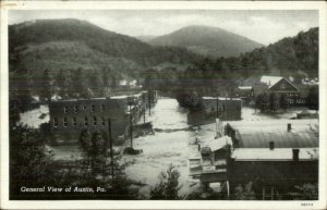 Austin PA General View Flood c1940s Postcard