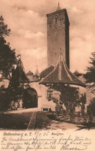 Rothenburg A.t. Burgtor Castle Gate Historical Landmark Germany Vintage Postcard