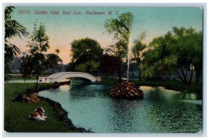 1913 Clarks Pond East Ave. Fountain Rochester New York Vintage Antique Postcard