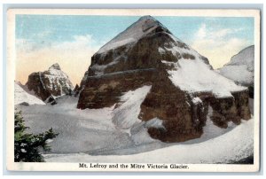 1920 Mt. Lefroy and the Mitre Victoria Glacier Canadian Pacific RY Postcard 