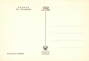 Vintage Postcard Geneve Vue Generale Reproduction Interdite Geneva Switzerland