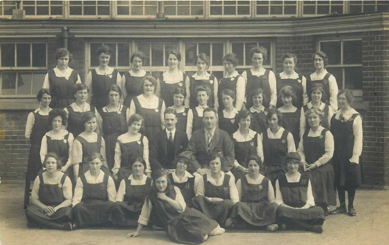 Large groups of people students tourists early photo postcards x 3