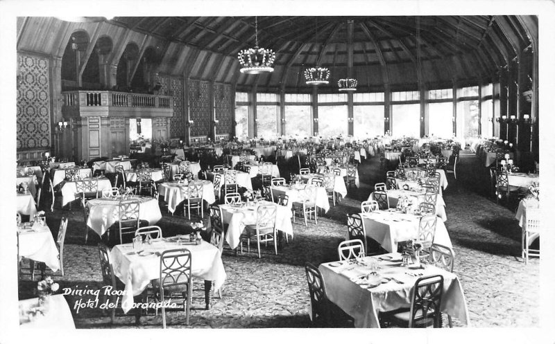 Dining Room Interior Hotel Del Coronado San Diego California Real Photo postcard