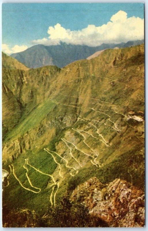 Postcard - The road which leads to the Hotel and the ruins, Machu Picchu - Peru