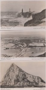 Gibraltar Storm Rough Sea Frontier Aerial Rock Mountain 3x Rare Postcard s