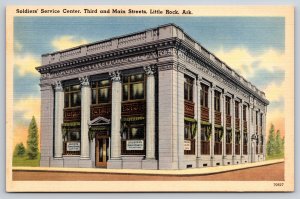 Little Rock Arkansas~Soldiers Service Center~3rd & Main Sts~Vintage Linen PC