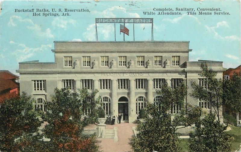 Buckstaff Baths - Hot Springs, AR ARK w/Racist Text POSTCARD 1915