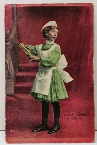 Girl with Castor Oil, This will Keep Jack Going 1910 Little Falls KY Postcard F3