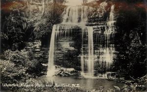 RPPC Postcard Waterfall Kaipara Near Auckland NZ New Zealand Omeru Falls