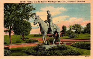 Oklahoma Claremore Will Rogers Monument Riding Into The Sunset Curteich