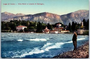 VINTAGE POSTCARD VILLA MEIZI & THE BALLAGIO VIEW AT LAKE COMO ITALY 1910s