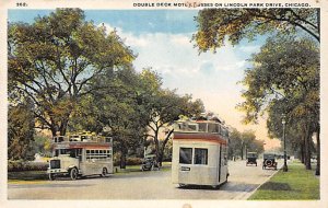 Double deck motor buses on Linkin Park Dr. Chicago, Illinois, USA Bus Unused 