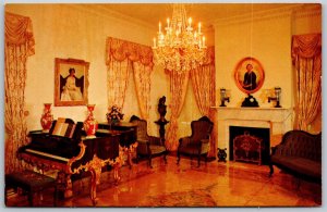 Vtg Natchez Mississippi MS D'Evereux Home Back Parlor 1950s View Old Postcard